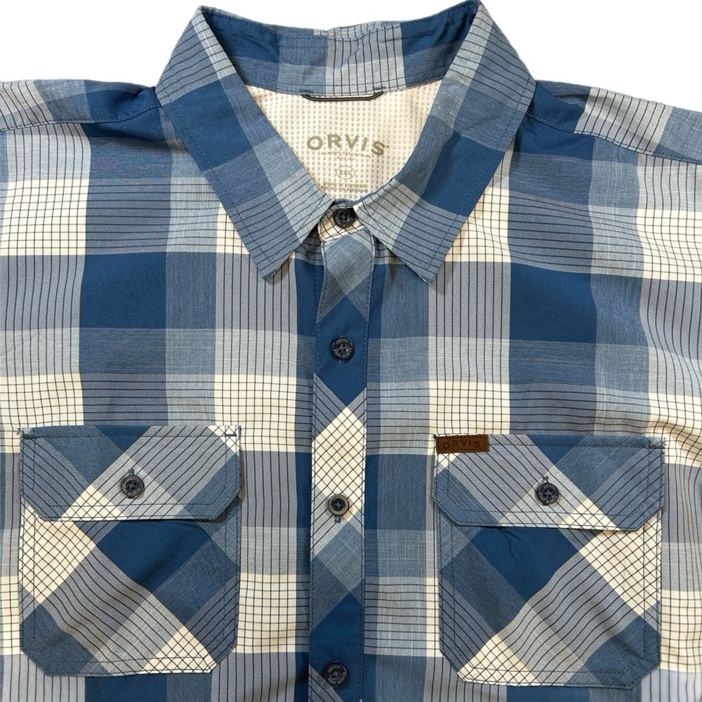 EUC Orvis Men's Classic Collection Blue Plaid Short Sleeve Shirt-XXL